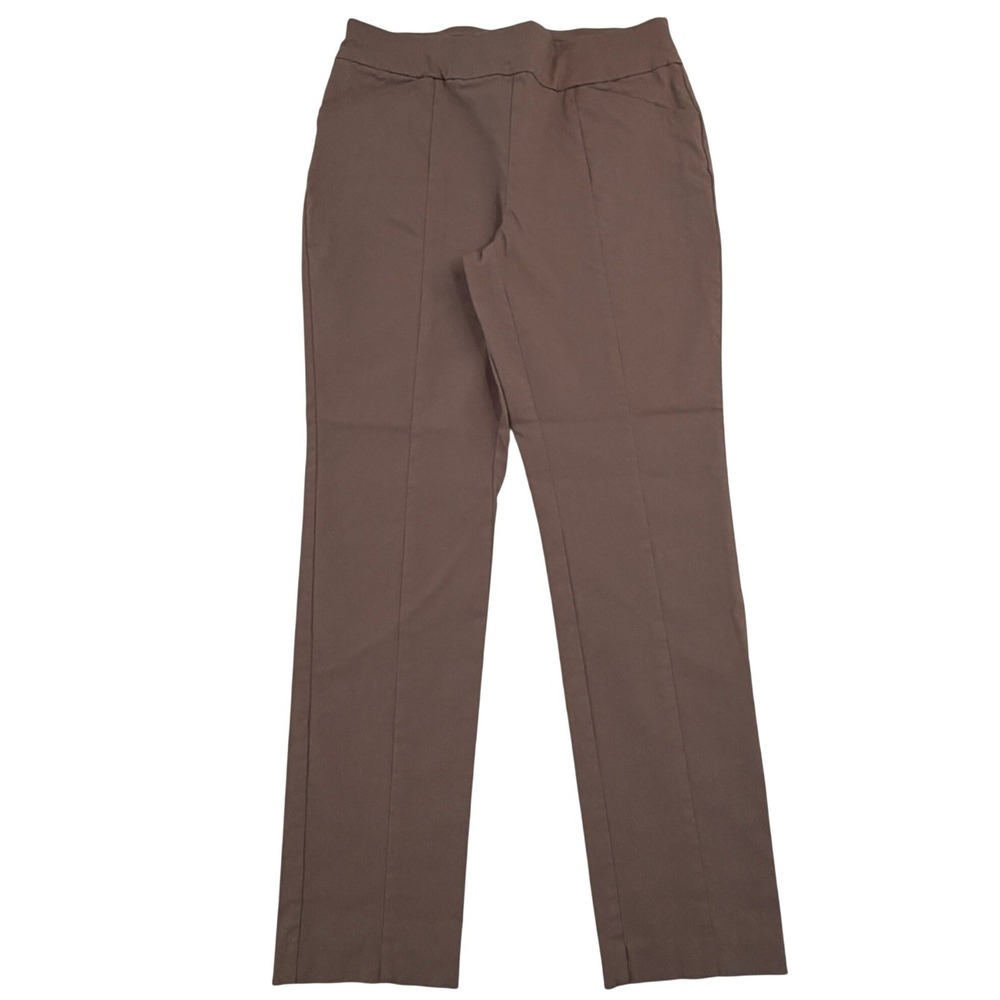 Chicos Fabulously Slimming Brown Straight Leg Pull On Pants Sz 0.5 Short 31x27